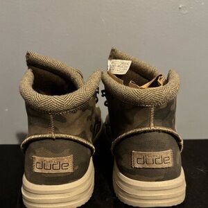 Hey dude boots for men. Never worn, still has tag and stuffing in bottom of boot